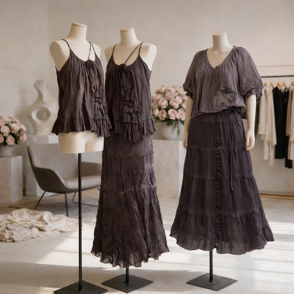 Flowy Tiered Maxi Skirt in Dark Grey